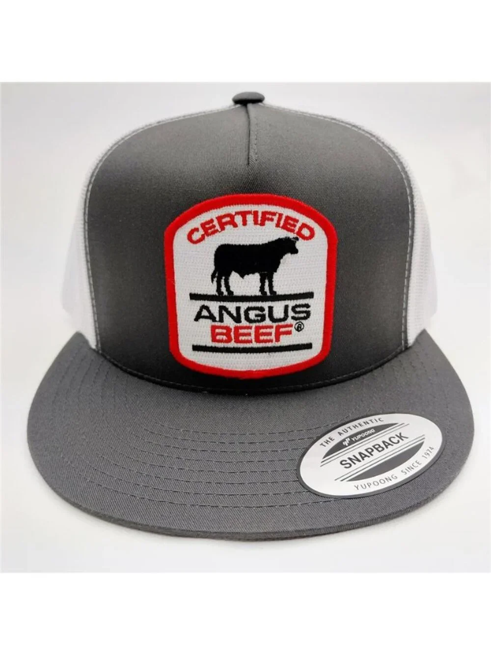 Retro Certified Angus Beef Patch Hat Yupoong Flat Bill Trucker Snapback Cap New